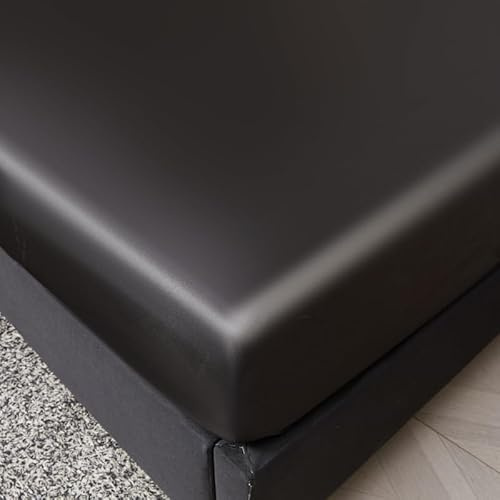 Lukery Wasserdichtes Spannbettlaken Verdickter Bettlaken 30cm Extra Tiefe Tasche Elastisch Spannbetttuch Weich und Atmungsaktiv für Boxspringbett Dicke Matratzen (schwarz,200x220cm)