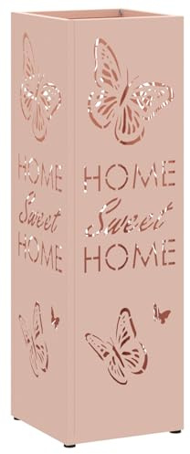 vidaXL Porte-parapluies en métal rose standard avec marqueterie décorative