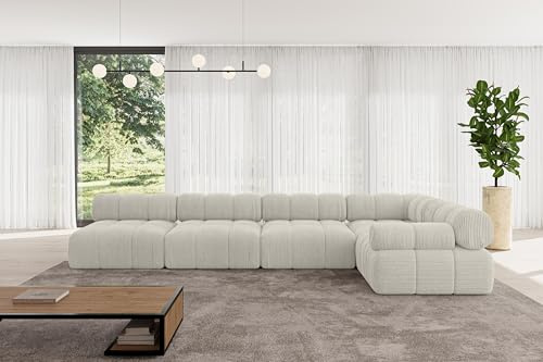 ALTDECOR Modulares Sofa Ecksofa in L-Form Corner modular Sofa Eckcouch Couch Wohnlandschaft Cauchsofa Polstersofa Mende-L3-380x190x70 cm Hellgrau