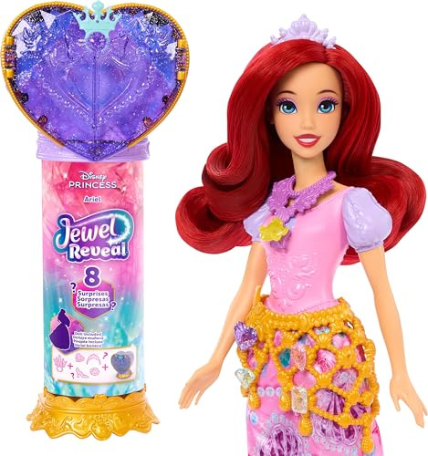 Mattel Disney Princess Ariel Surprise Fashion Doll & Accessories | 8 Surprises, Including Heart Gem Box, Ring for Child & 9 Play Pieces, Inspired by The Little Mermaid Movie, JHL49