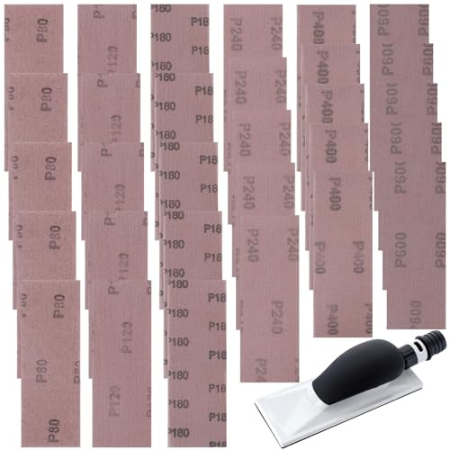 Schleifgitter für Handschleifer 30 Stück Netz Schleifstreifen 70 x 198mm | Professional Gitterleinen Schleifblätter mit 80/120/180/240/400/600 für Metall Holz und Rigips