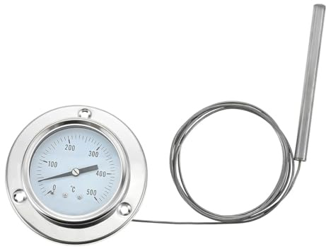 ACOLY Termómetro para horno y barbacoa con sonda de acero inoxidable de 150 cm - Termómetro para parrilla para hornos de pizza, parrillas de leña y repostería (0-500 °C)