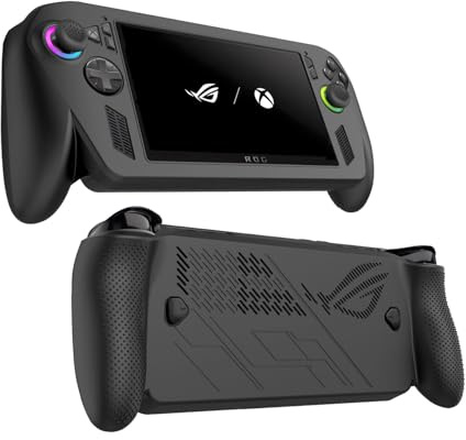 Lokyoyo 360° vollständige Abdeckung, Silikonhülle für ASUS ROG Xbox Ally/Ally X 2025, stoßfest, rutschfest, doppelter Kratzschutz mit Daumengriffkappen, Schwarz
