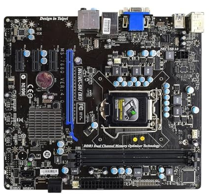 Carte mère Carte mère LAG 1155 Intel H61, Carte Fit for MSI H61MU-S01 B3, 8 Go de RAM DDR3, USB 2.0, SATA, Format Micro ATX. Compatible avec Les processeurs Core i7 et i3