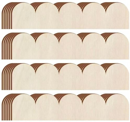 24 Pack Scallop Trim, Unfinished Basswood Wood Wave Moulding | Paintable Decorative Edging for DIY Cabinets, Windows, Doors, Mirrors, Walls and Holiday Crafts
