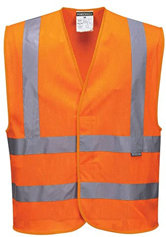 Portwest Warnschutzweste mit Schulterband und doppeltem Bauchband, Größe: 4X/5X, Farbe: Orange, C370ORR4X/5X