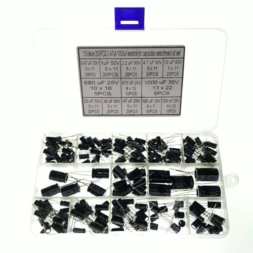 DollaTek Kondensatoren 13 Werte Gesamt 200 PCS 0.47uF bis 1000uF Elektrolytkondensatoren Sortimentskit