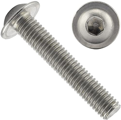 OPIOL QUALITY® Linsenkopfschrauben mit Flansch und Innensechskant ISO 7380 M6x20 mm aus Edelstahl A2 V2A (50 Stück) Flachkopfschrauben Vollgewinde Flanschschraube Rostfreier Edelstahl
