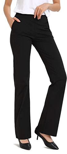 Safort Regular/Tall Bootcut Yoga Hose mit 71cm/76cm/81cm/86cm Schrittlänge, Dressy, Zwei Taschen, Schwarz, L