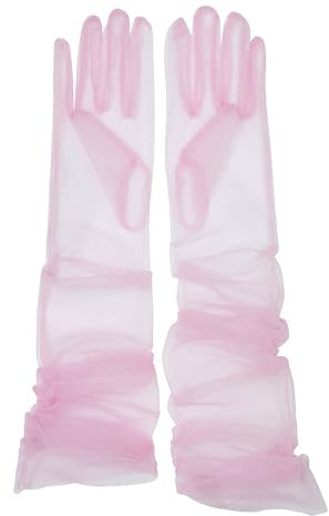 Gants de mariage en tulle pour femme - Longs gants de fête d'opéra - Longueur du coude - 68,6 cm, rose clair, taille unique
