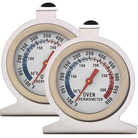INRIGOROUS Stainless Steel Dial Oven Thermometer - Pack of 2, Portable Food Cooking & Baking Temperature 50-300℃ Measurement Range for Home Kitchen