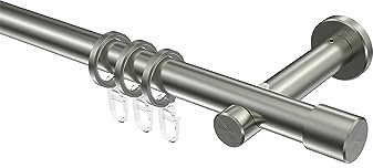Interdeco Gardinenstangen aus Edelstahl 20 mm Ø Trend Santo, 240 cm