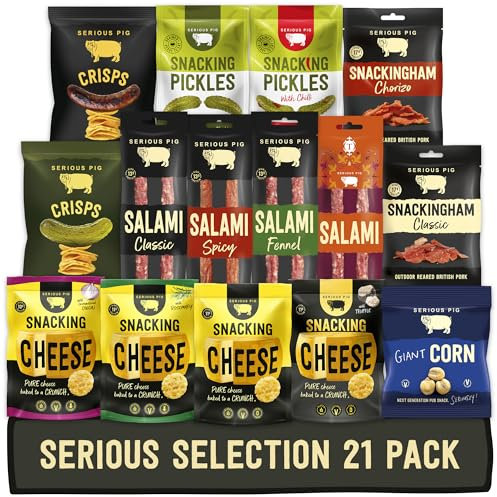 Serious Pig Serious Snack Selection Box with Cheese, Salami, and Pickles (21 Pack)