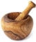 Forest Decor – Ensemble mortier et pilon en bois d'olivier, broyeur à épices et herbes en bois style rustique fait à la main (lisse, petite taille)