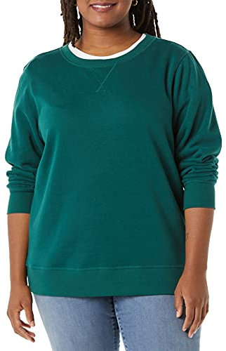 Amazon Essentials Sudadera con Cuello Redondo de Forro Polar de Felpa Francesa (Disponible en Tallas Grandes) Mujer, Verde Oscuro, S