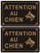 Andchi 2 Pièces Attention au Chien, Panneau Métallique en Aluminium, Avertissement de Sécurité pour l'Extérieur de la Maison Résistant à la Décoloration 300x200mm