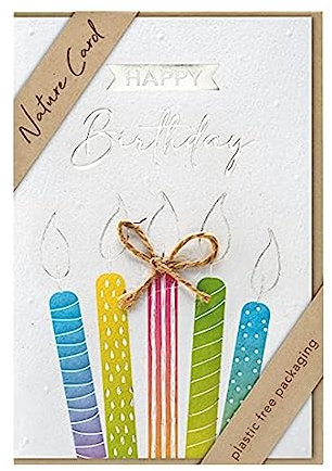 bsb - Karte zum Geburtstag - Nature Card - Nachhaltige Karten zum Geburtstag - Geburtstagskarten mit Umschlag - Geburtstagskarte Frauen & Männer - Glückwunschkarte 11,5 x 17 cm - Kerzen Motiv