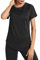 Wayleb Women's Gym Tops Ladies Sports T-Shirt, Workout Yoga Tops for Women, Basic Short Sleeve Tee Shirts,Fitness T Shirt Loose Activewear Black