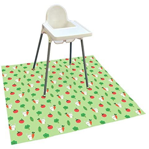 Bibetta XL Essens-Spritzmatte für unter Hochstuhl, wasserdicht, abwischbar, rutschfest, für Kinder unter dem Hochstuhl, weiche Babymatte für Entwöhnung, Fütterung, Spielzeit, Kunst, Aktivität (Grüner