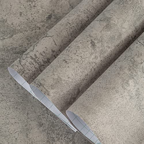TOTIO Papier Peint Autocollant Texture de Béton Gris Sticker Imperméable Pour Meubles Aspect 3D du Ciment Mat épais 60CMx9M Autocollant Mural en Vinyle Film Décoratif pour Bureaux Salles de Location