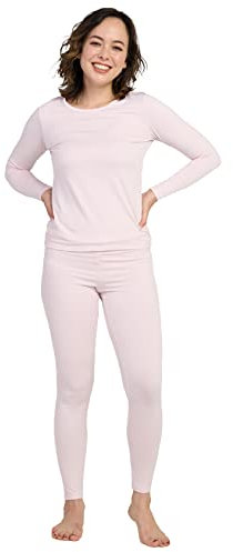 LAPASA Conjunto Ropa Termica Mujer Set Interior Camiseta Manga Larga Malla Termico Deportiva Invierno Frio Extremo Deporte Esqui Montaña Thermoflux 100 L17 L Rosa Bebé