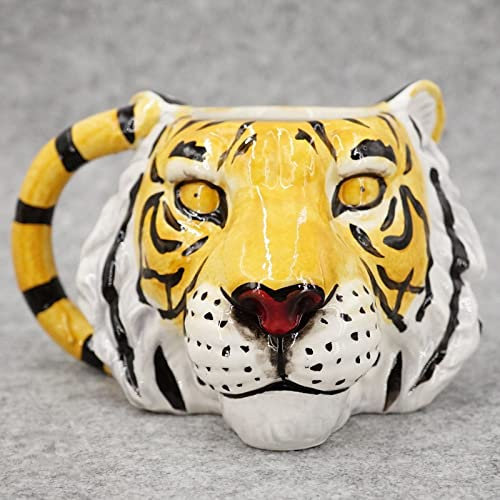 DECRZPB Ceramic Coffee Mug 3D Tiger Tea Cup Pottery Animal Coffee Cup Mug Gift for Office and Home
