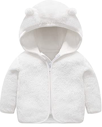 Generic Vestes Taille Tout petit Bébé Garçons Hiver Coupe-vent Manteau à Capuche Veste Polaire Chaud Vêtements d'extérieur Hommes Veste de survêtement Sans Hiver, Blanc., 12-18 mois