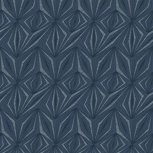 SOPHIE LAURENCE Prism Geometric Pattern Navy Blue Wallpaper Glitter Motif Metallic Textured Wallpaper
