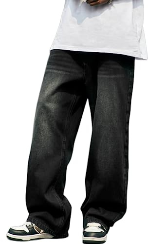 Baggy jeans för män kvinnor, Y2k skater, vintage, enkla byxor, casual, vida ben, jeans, lös passform, hiphop jeans i denim