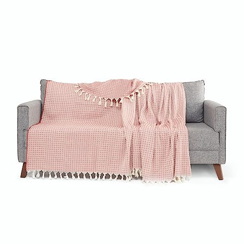Stupendo Kuscheldecke Sofaüberwurf, Decke Sofa Klein als Couchdecke Überwurf und Wohnzimmerdecke Wohndecke aus weiche warm Baumwolle Sofadecke mit Muster 220x240 cm (Diamond Design Bordeaux-Creme)