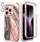 SHEDEER 4-in-1 iPhone 15 Pro Case with Screen Protector + Bumper & Camera Protector | Military-Grade Shockproof 360° Protection, 15 Pro Case Glossy Fade-Resistant Pattern Design (Black)
