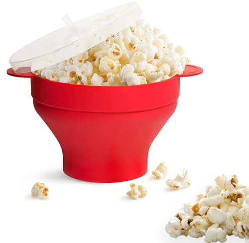alomitas De Maíz Para Microondas, Máquina Para Hacer Palomitas De Maíz De Silicona Para Microondas, Contenedor De Palomitas De Maíz Plegable De Silicona,Hogar, Cocina, Rojo