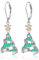Christmas Tree Earrings for Women Sterling Silver Green Christmas Tree Dangle Drop Earrings - Winter Holiday Xmas Earrings Cute Colorful Christmas Jewelry Gifts
