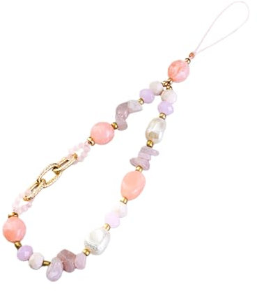 VBKITW cuerda para movil,colgante para movil,cordon movil,cuerda movil,colgante movil,1 pieza hecha a mano corta rosa cristal cuenta mujer teléfono funda cordón cadena cordón