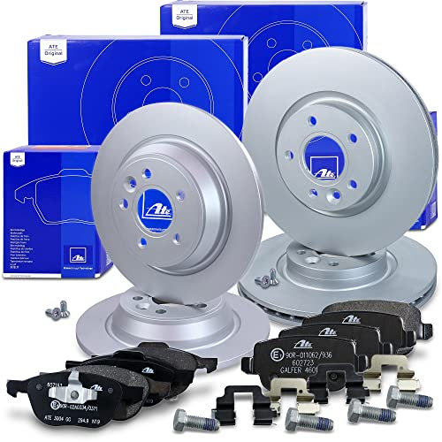 ATE Bremsenset inkl. Bremsscheiben vorne Ø 300 mm belüftet + hinten Ø 302 mm voll und Bremsbeläge vorne + hinten Kompatibel mit FORD KUGA Mk1