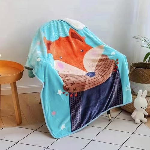 HOMEYA - Manta Borreguito para Infantil 100 x 140. Manta Sherpa y franlea Reversible para niño 100% Poliester,Suave y Caliente para Invierno, Regalo Navidad, Manta Invierno.