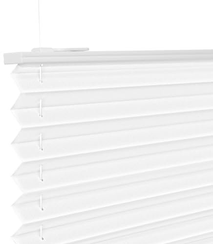 Plissee ohne Bohren Weiß 40x120cm Plissee Klemmfix Version Plisseerollo Sichtschutz und Sonnenschutz Blickdicht Easyfix lichtdurchlässig Rollo für Fenster & Tür