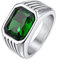 Bestyle Bandring mit grünem Stein 10 * 12mm Punk Ring Herren Quadrat Stein Ring aus Edelstahl Retro Gothic Fingerring Hochzeit Schmuck, Silber, Größe 70