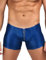 ohmydear Herren Reizwäsche Leder Boxershorts Erotik Latex Shorts mit Bulge Pouch und Reißverschluss Wetlook Männer Sexy Unterwäsche Clubwear Hipster Sissy Gay Slips