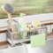 SWTYMIKI Kitchen Sink Caddy Organiser - Sink Tidy Organiser with Auto Draining Tray, Brush Holder, Stainless Steel Sponge Holder with Divider for Countertop Kitchen Storage, Sand Nickel