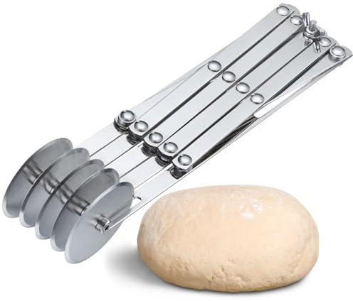 Westmark Coupe-Pâte, 5 Roues - Préparation et Portionnement Plus Rapides de la Pâte, du Fondant et Plus, Bandes Ajustables de 1,2 à 12,2 cm - Acier Inoxydable