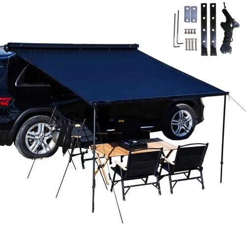 LYUCAYHQ Auto Markise, SUV Markise für Camping, Outdoor, Einziehbare Überlandmarkise, Ausziehbares Zelt, Wasserdicht, Wohnmobil Markisen, Schatten für SUV/LKW/Van (Size : 160 x 250 cm(63in x 98in))