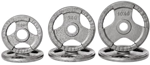 HOMCOM Set di 6 Dischi Pesi per Bilanciere e Manubri 2.5-35KG, Dischi palestra in Acciaio con Foro 50 cm, Ideali per Bilancieri Olimpionici, Argento