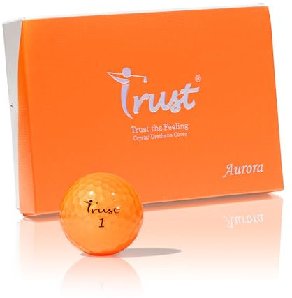 Trust Golfbälle Aurora - Auffällige Golfbälle, Weit und Gerade Fliegend, hohe Flugstabilität und Stoppkraft, Kristall-Urethan, Tour-Qualität, 3-Piece Dynamischer Kern, 12 Bälle, Aurora-Orange