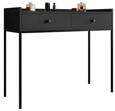 Mirjan24 Schminktisch Tokirot 2SZ mit 2 Schubladen, B:100 x H:86 x T:40 cm, Kosmetiktisch, Frisiertisch, Frisierkommode (Schwarz)