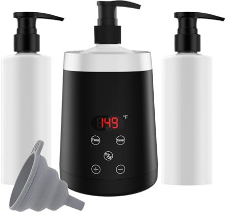 JOSBES Massage Oil Warmer, Professional Lotion Warmer, Cream Warmer, Oil Bottle Warmer, Automatic Thermostat, for Salon, Barber Shop, Home, with Oil Bottle Dispenser (Black)