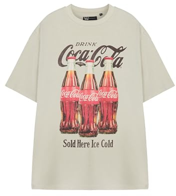 Coca-Cola Ice Cold Unisex Beige Short-Sleeved T-Shirt | Classic Coke Logo Graphic Tee | Retro Soft Drink Apparel for Men & Women | Vintage Soda Merchandise Top