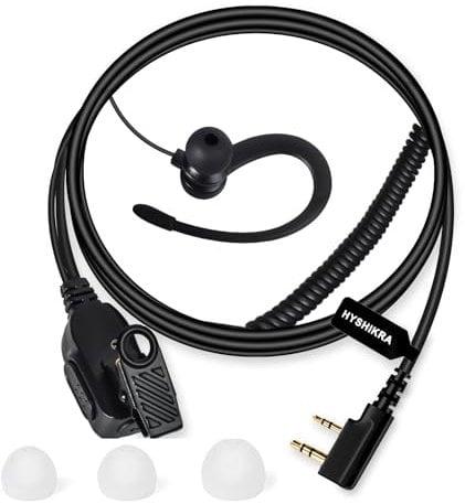 HYSHIKRA Auricolare leggero per radio a forma di G compatibile con Retevis Baofeng Kenwood RT24 UV5R TK250 TK320 Walkie Talkie (nero, 1 PACK)