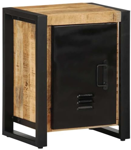 vidaXL Nachttisch 40x30x51 cm Raues Mangoholz, Beistelltisch, Bettschrank, Nachtkommode, Nachtschrank, Betttisch, Nachtkonsole, Ablagetisch