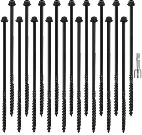 18 Pz Set di Viti per Legno, Viti 6,7 x 200 mm, Viti a Testa Esagonale, Viti Autofilettanti per Legno Metallo, Viti Autoperforanti per Truciolare, Carrozze Viti per Cartongesso (6,7 x 200 mm Nero)